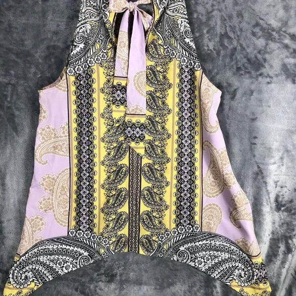 New York And Company Tops Medium Women’s Yellow And Lavender Shirt - Picture 10 of 14